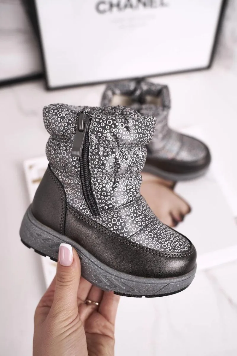 Dziewczęce>Evento Dziecięce Śniegowce Ocieplane Wełną Szare Cruella