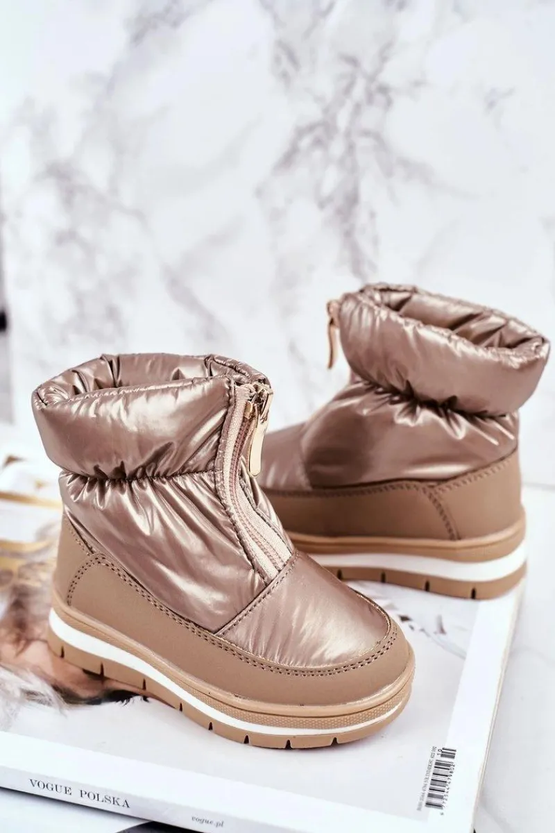 Online Boto Dziecięce Śniegowce Ocieplane Wełną Złote Bubbles