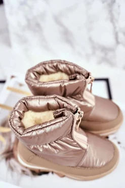 Online Boto Dziecięce Śniegowce Ocieplane Wełną Złote Bubbles