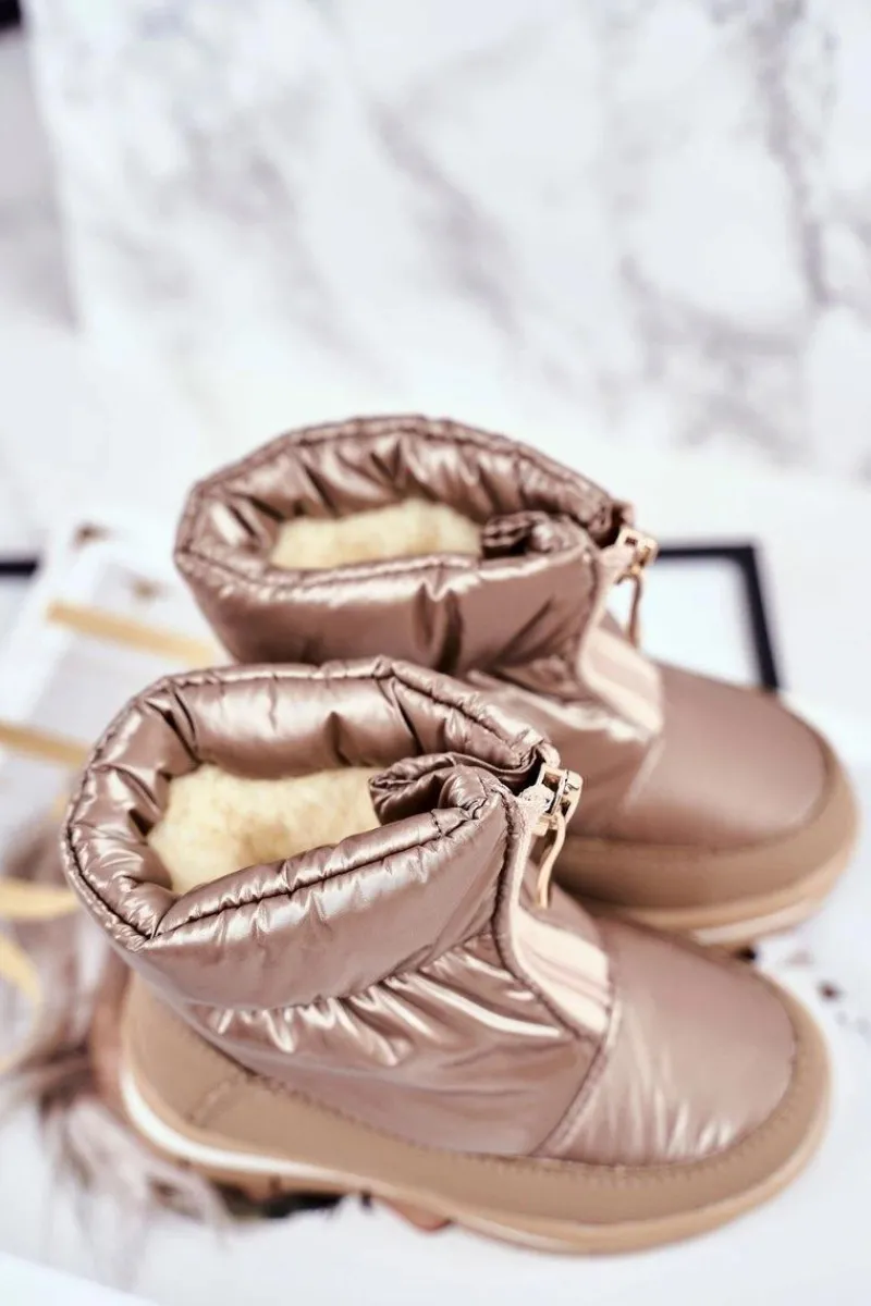 Online Boto Dziecięce Śniegowce Ocieplane Wełną Złote Bubbles