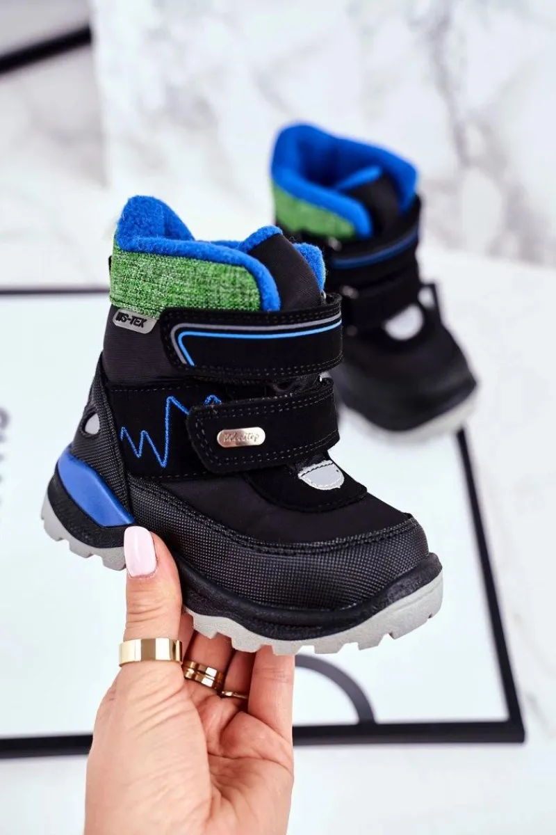 Dziewczęce|Chłopięce>Boto Dziecięce Śniegowce Ocieplane Wełną Czarne Booom