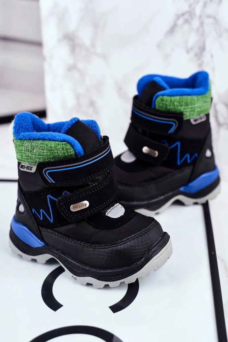 Dziewczęce|Chłopięce>Boto Dziecięce Śniegowce Ocieplane Wełną Czarne Booom