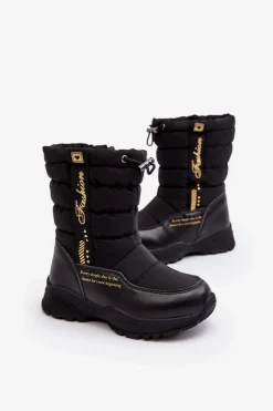 Discount Dziecięce Śniegowce Ocieplane Wełną Na Suwak Czarne Delhi Dzieci Dziewczęce|Dziewczęce