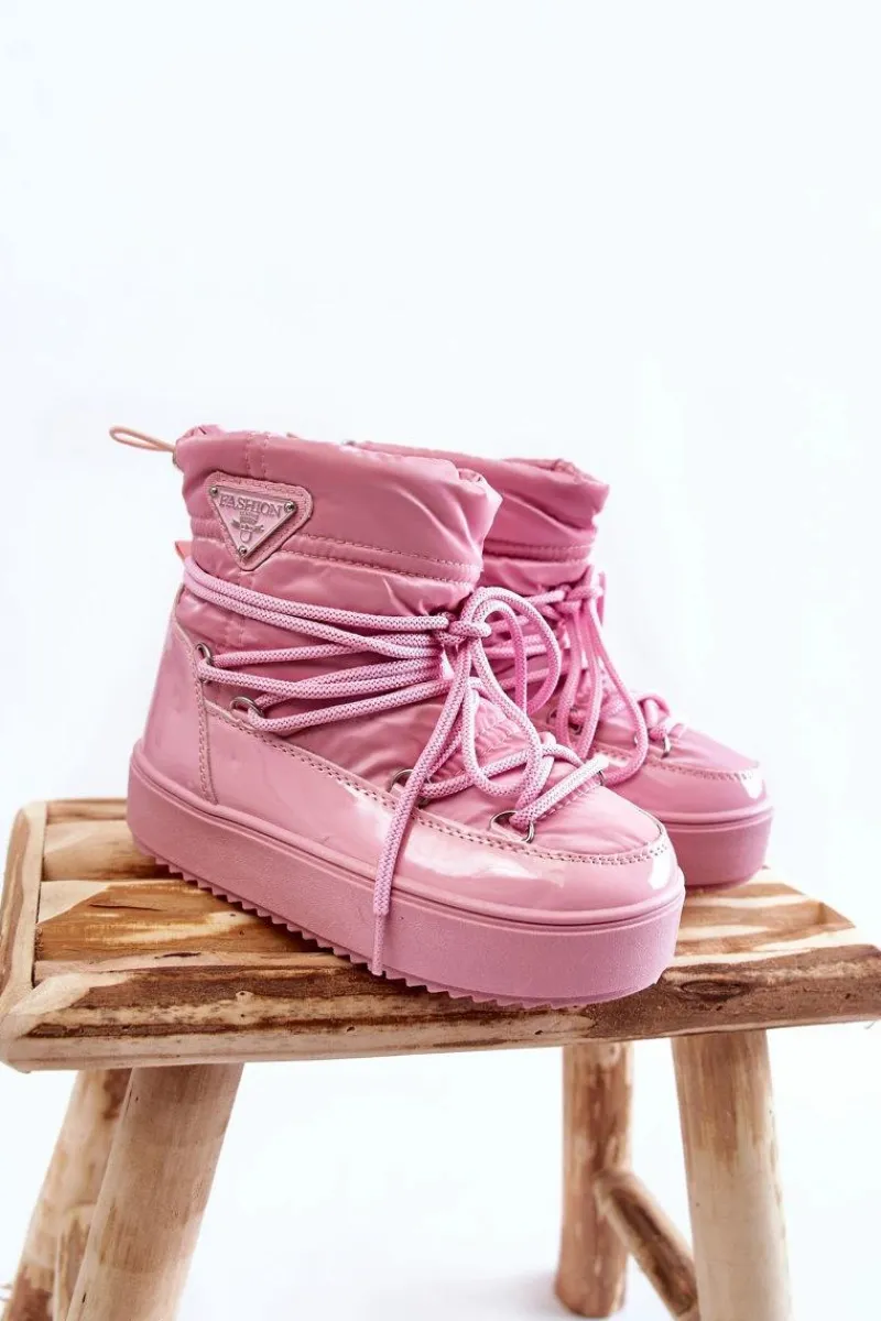 Sale Boto Dziecięce Śniegowce Ocieplane Sznurowane Różowe Colina
