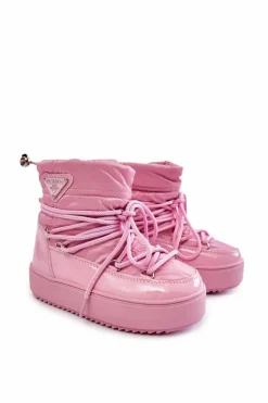 Sale Boto Dziecięce Śniegowce Ocieplane Sznurowane Różowe Colina