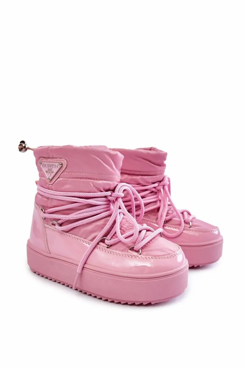 Sale Boto Dziecięce Śniegowce Ocieplane Sznurowane Różowe Colina
