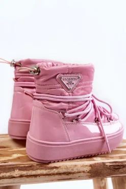 Sale Boto Dziecięce Śniegowce Ocieplane Sznurowane Różowe Colina