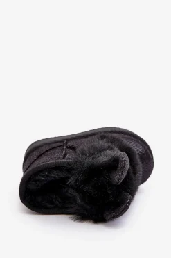 Sale Boto Dziecięce Śniegowce Ocieplane Futerkiem Z Uszkami Czarne Betty Czarny