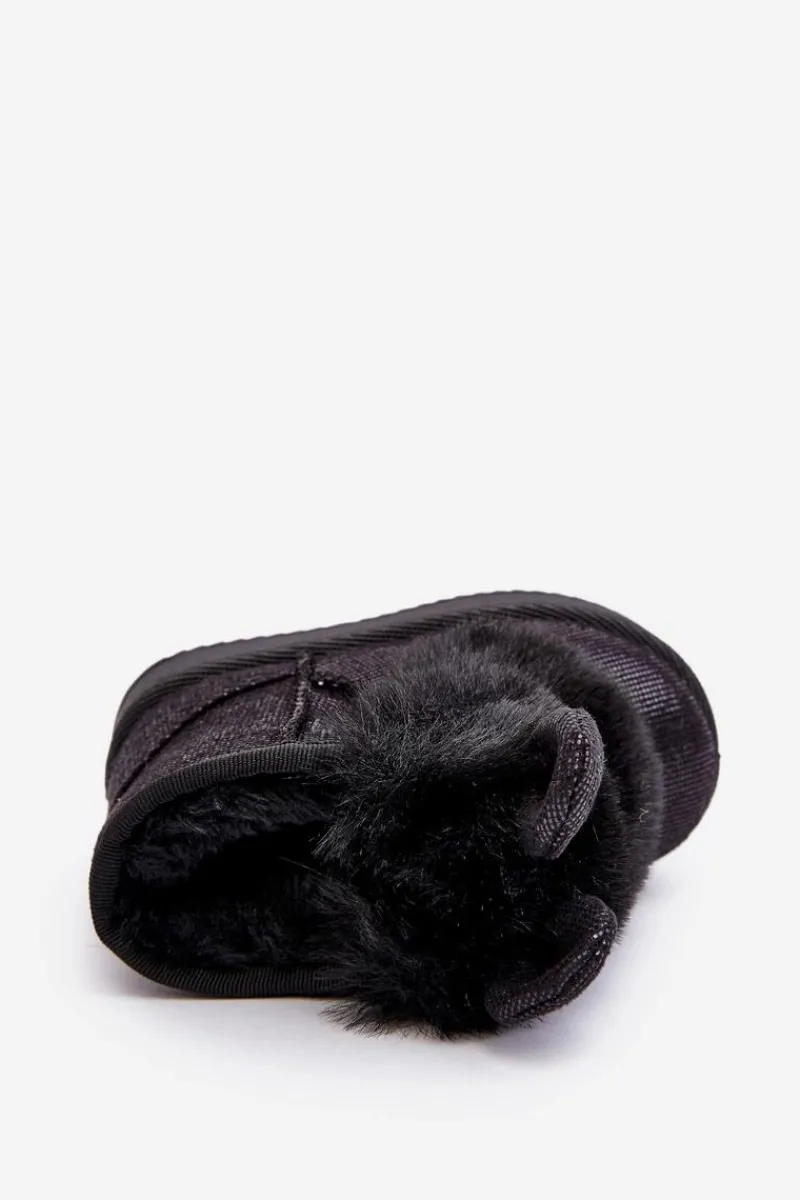 Sale Boto Dziecięce Śniegowce Ocieplane Futerkiem Z Uszkami Czarne Betty Czarny