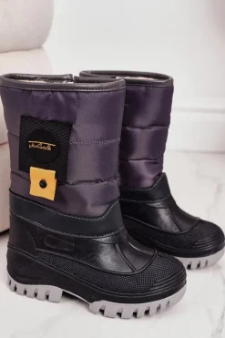 Hot Dziecięce Śniegowce Ocieplone Futerkiem Szare Rubbi Dzieci Chłopięce|Dziewczęce