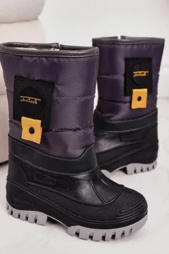 Hot Dziecięce Śniegowce Ocieplone Futerkiem Szare Rubbi Dzieci Chłopięce|Dziewczęce