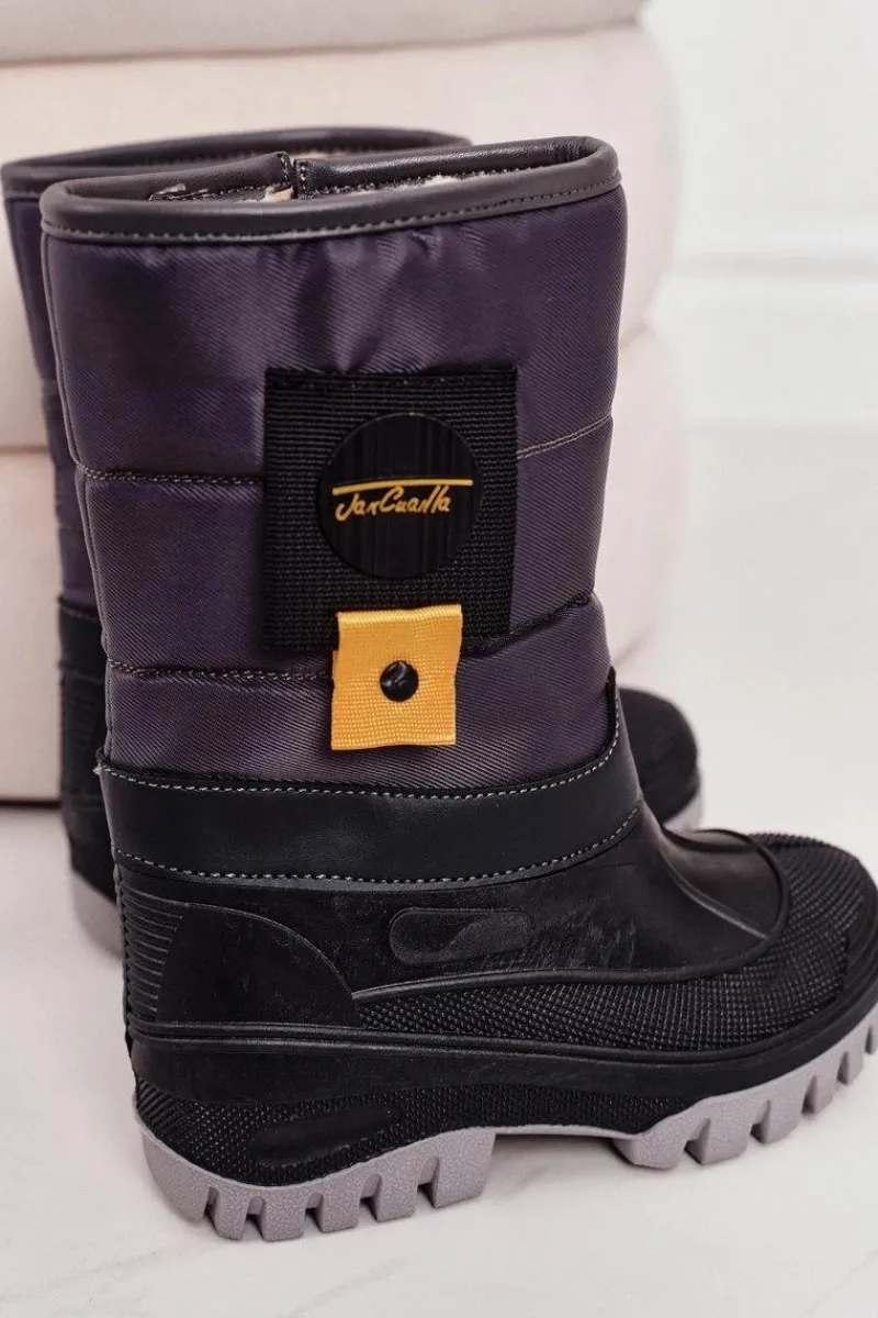 Hot Dziecięce Śniegowce Ocieplone Futerkiem Szare Rubbi Dzieci Chłopięce|Dziewczęce