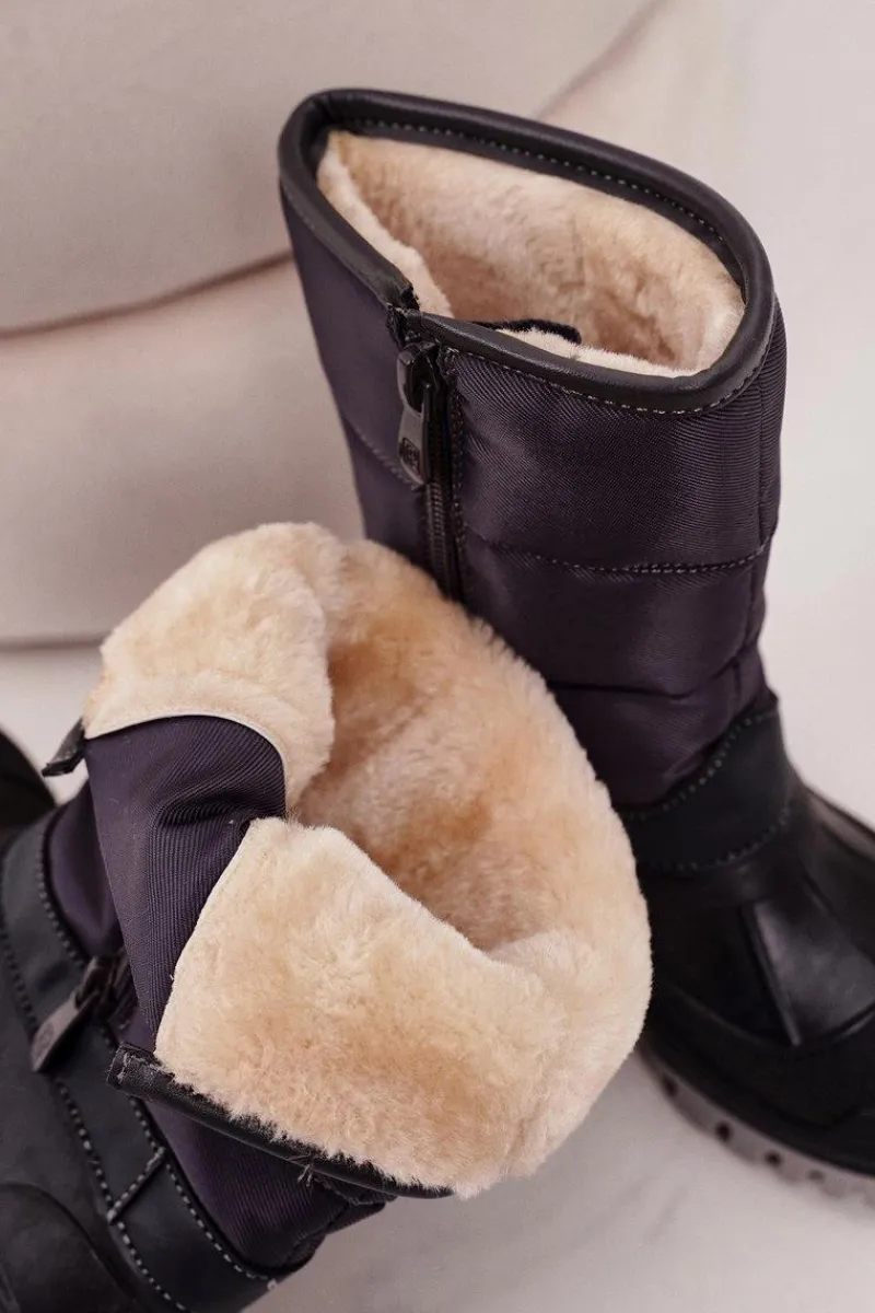 Hot Dziecięce Śniegowce Ocieplone Futerkiem Szare Rubbi Dzieci Chłopięce|Dziewczęce