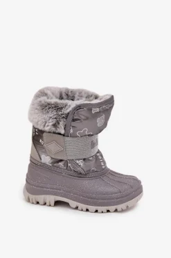 Outlet Lee Cooper Dziecięce Śniegowce Z Futerkiem Na Rzep LCJ-25-10-3788 Szare