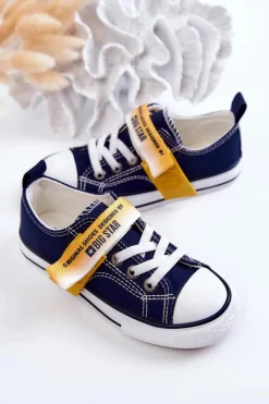 Discount Big Star Shoes Dziecięce Niskie Trampki BIG STAR JJ374072 Granatowe