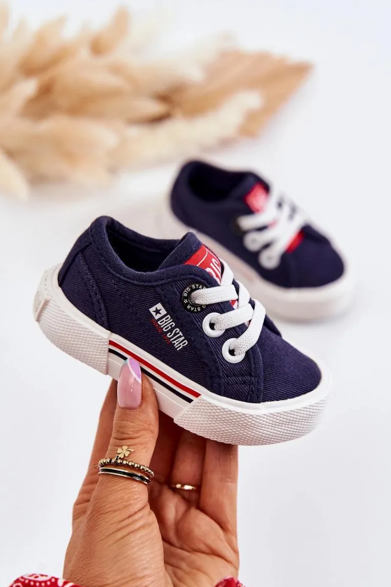 Chłopięce|Dziewczęce>Big Star Shoes Dziecięce Niskie Trampki Big Star JJ374163 Granatowe Niebieski