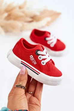 Online Big Star Shoes Dziecięce Niskie Trampki Big Star JJ374162 Czerwone Czerwony