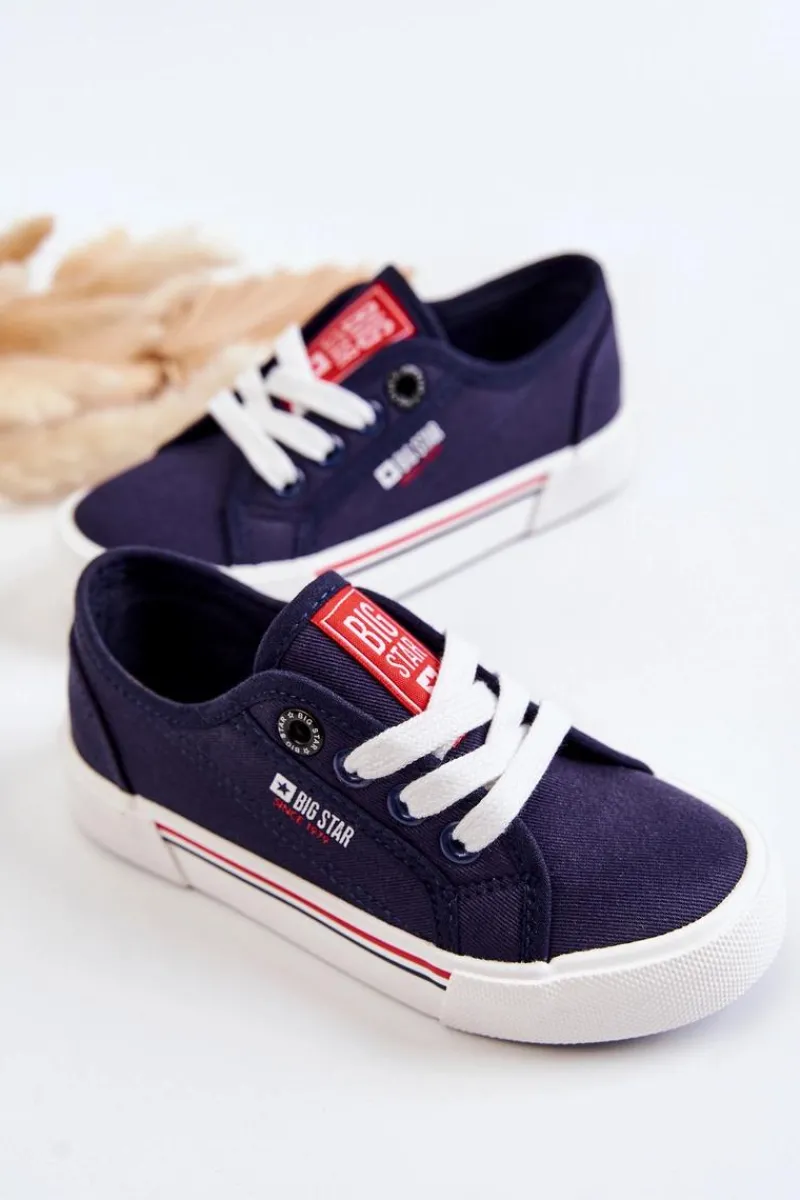 Sale Big Star Shoes Dziecięce Niskie Trampki Big Star JJ374173 Granatowe