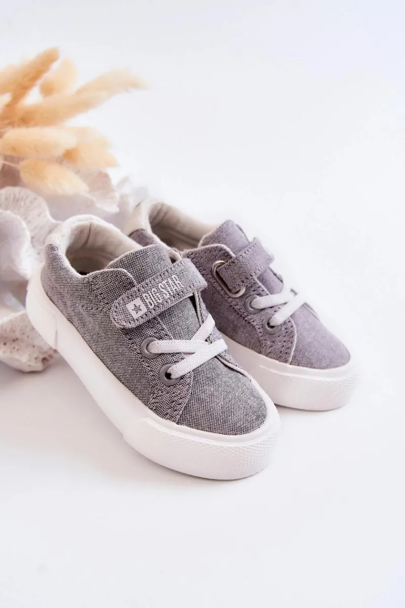 Chłopięce|Dziewczęce>Big Star Shoes Dziecięce Niskie Trampki Na Rzep BIG STAR JJ374107 Szare