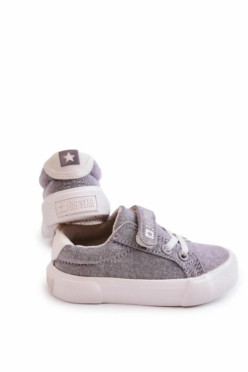 Chłopięce|Dziewczęce>Big Star Shoes Dziecięce Niskie Trampki Na Rzep BIG STAR JJ374107 Szare
