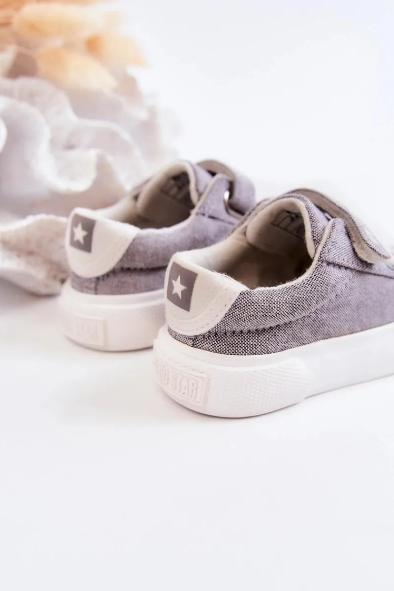 Chłopięce|Dziewczęce>Big Star Shoes Dziecięce Niskie Trampki Na Rzep BIG STAR JJ374107 Szare