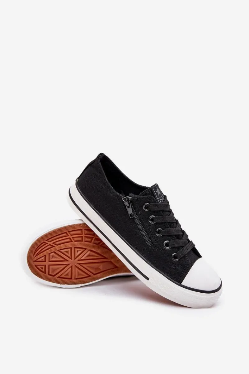 Chłopięce|Dziewczęce>Boto Dziecięce Niskie Trampki Sznurowane Czarne Margo