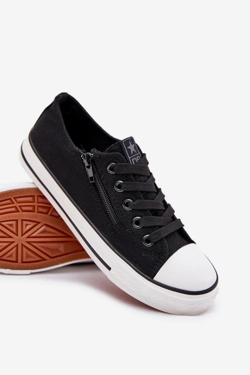 Chłopięce|Dziewczęce>Boto Dziecięce Niskie Trampki Sznurowane Czarne Margo