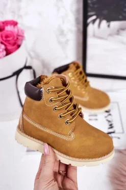 Outlet Boto Dziecięce Ocieplane Botki Traperki Karmelowe Woody