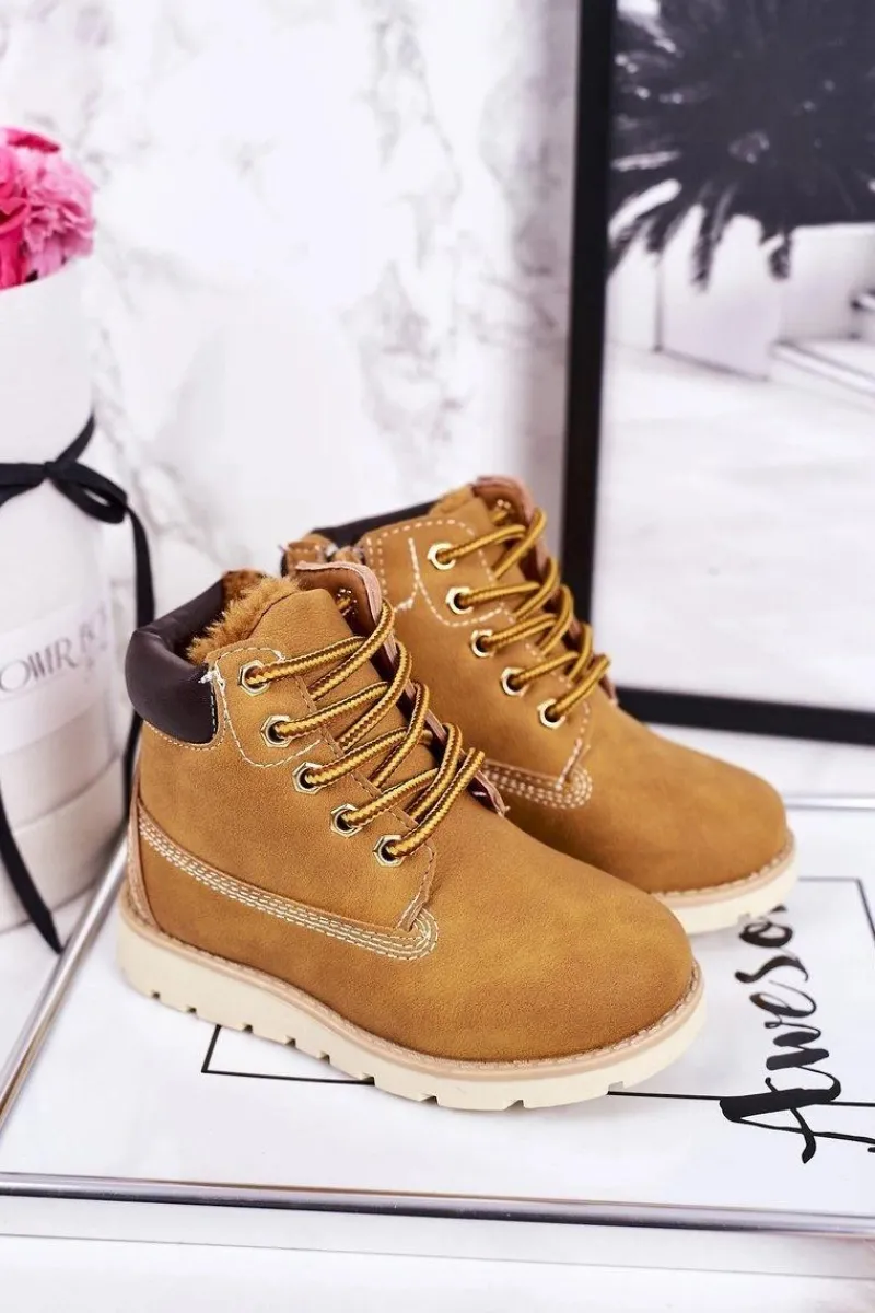 Outlet Boto Dziecięce Ocieplane Botki Traperki Karmelowe Woody