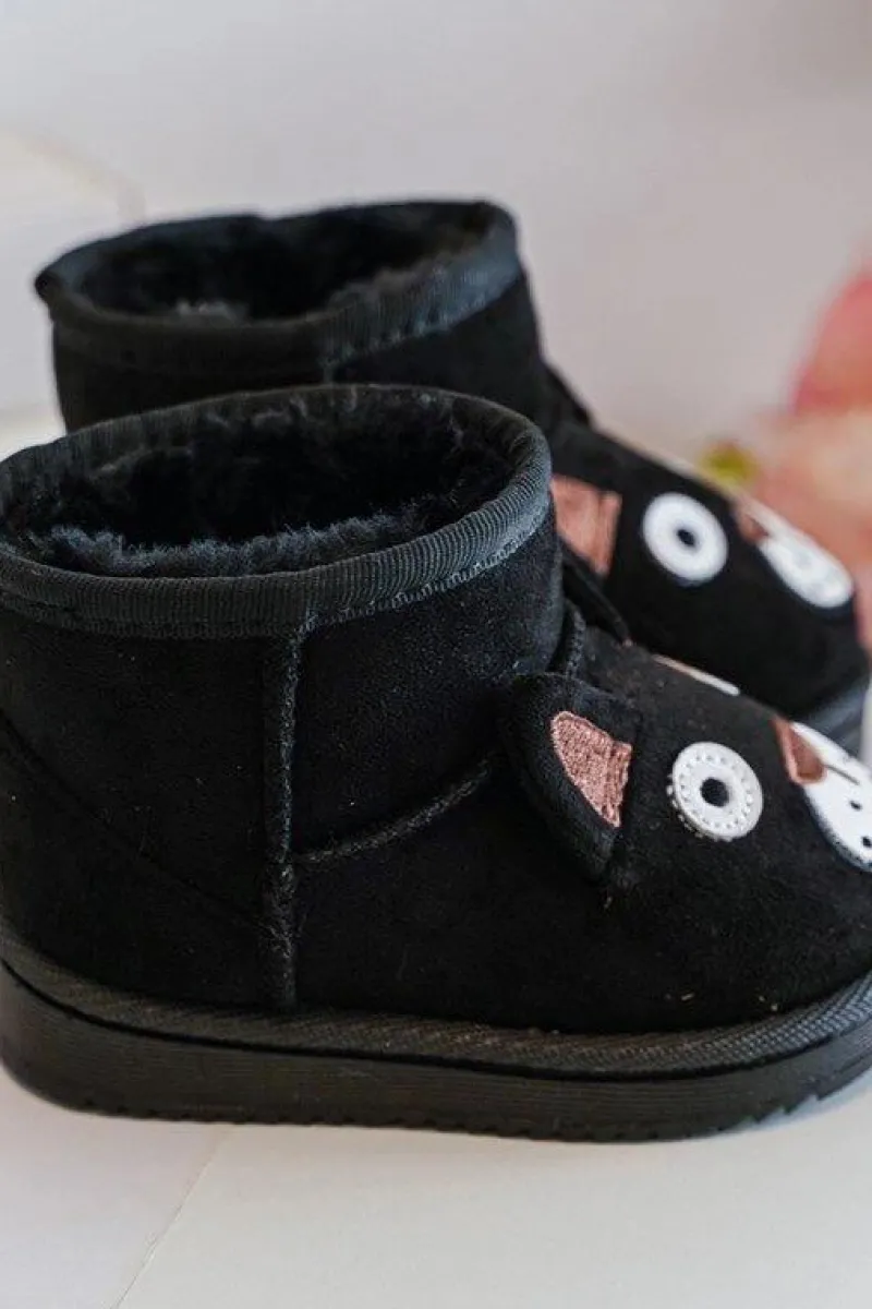 Chłopięce|Dziewczęce>Boto Dziecięce Ocieplane Botki Śniegowce Czarne Vavena