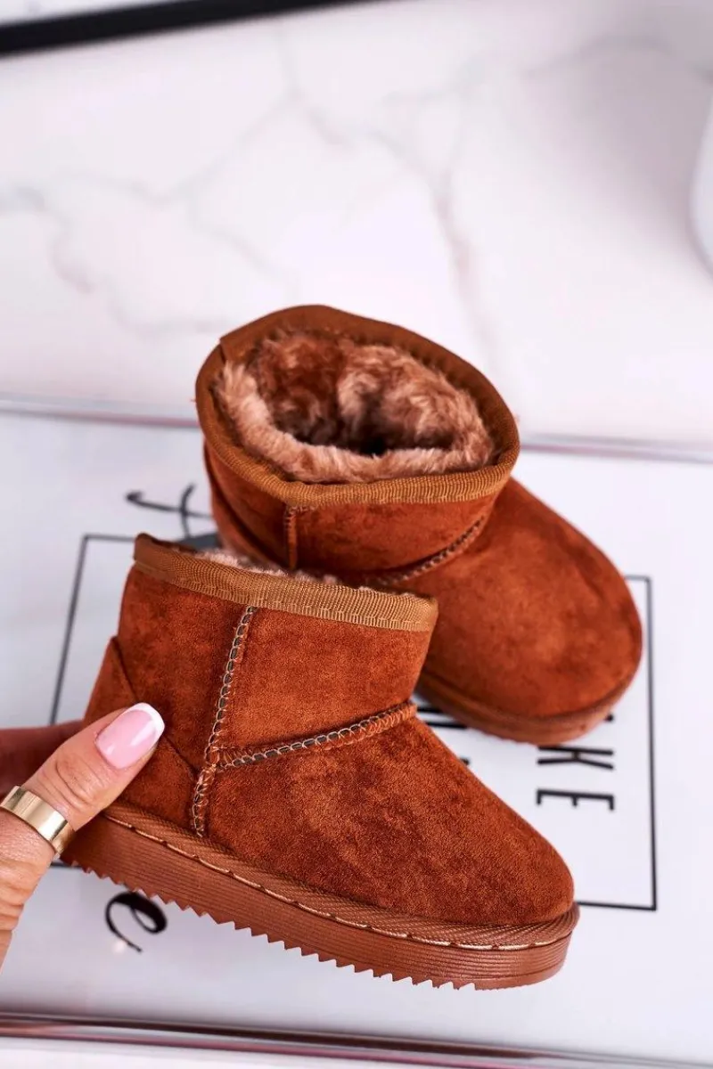 Dziewczęce|Chłopięce>Boto Dziecięce Ocieplane Botki Śniegowce Brązowe Gooby