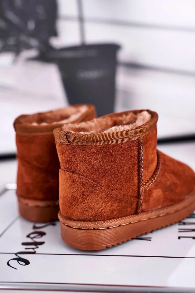 Dziewczęce|Chłopięce>Boto Dziecięce Ocieplane Botki Śniegowce Brązowe Gooby