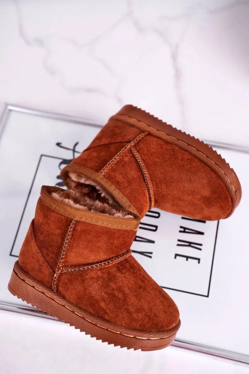 Dziewczęce|Chłopięce>Boto Dziecięce Ocieplane Botki Śniegowce Brązowe Gooby