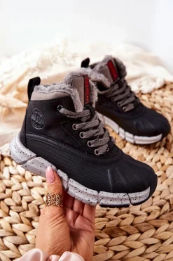 Clearance Dziecięce Ocieplane Botki Big Star II374074 Czarne Dzieci Chłopięce|Dziewczęce