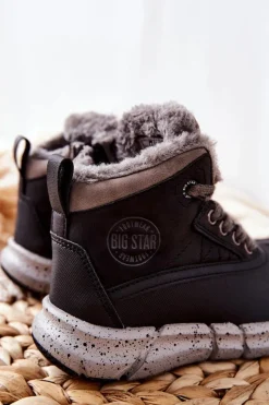 Clearance Dziecięce Ocieplane Botki Big Star II374074 Czarne Dzieci Chłopięce|Dziewczęce
