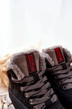 Clearance Dziecięce Ocieplane Botki Big Star II374074 Czarne Dzieci Chłopięce|Dziewczęce