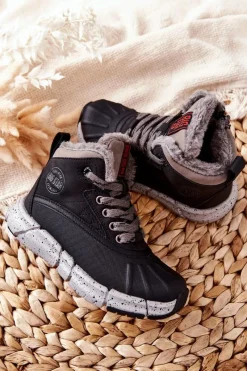 Clearance Dziecięce Ocieplane Botki Big Star II374074 Czarne Dzieci Chłopięce|Dziewczęce