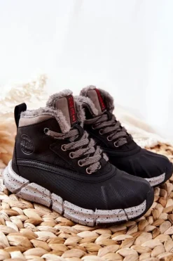 Clearance Dziecięce Ocieplane Botki Big Star II374074 Czarne Dzieci Chłopięce|Dziewczęce