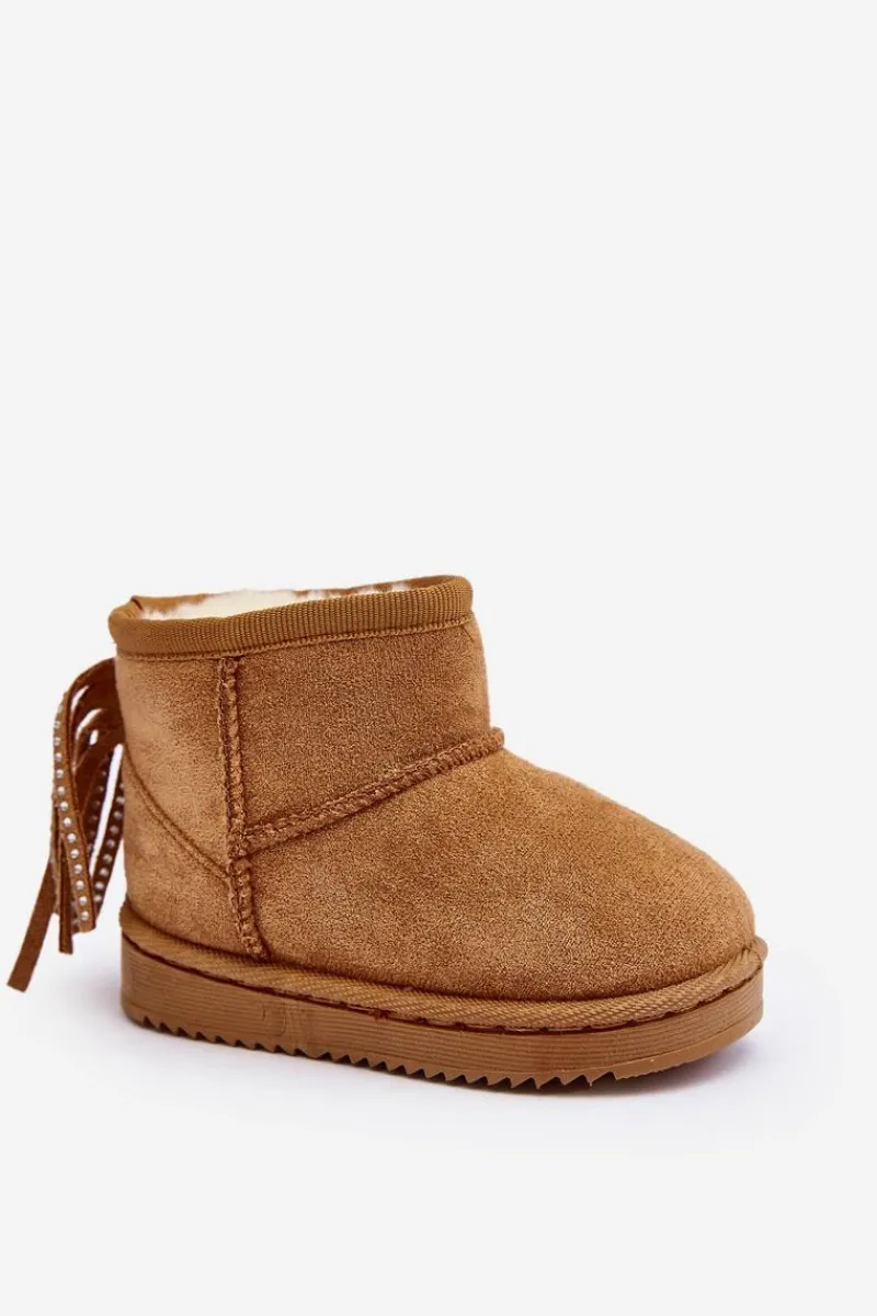 Outlet Boto Dziecięce Ocieplane Botki Śniegowce Z Frędzlami Camel Mikyla Brązowy