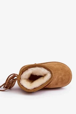 Outlet Boto Dziecięce Ocieplane Botki Śniegowce Z Frędzlami Camel Mikyla Brązowy
