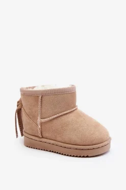 Outlet Dziecięce Ocieplane Botki Śniegowce Z Frędzlami Beżowe Mikyla Dzieci Dziewczęce|Dziewczęce