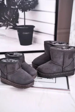 New Dziecięce Ocieplane Botki Śniegowce Szare Gooby Dzieci Dziewczęce|Chłopięce