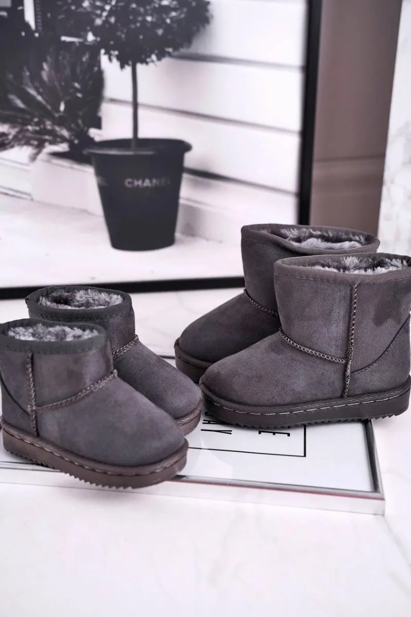 New Dziecięce Ocieplane Botki Śniegowce Szare Gooby Dzieci Dziewczęce|Chłopięce