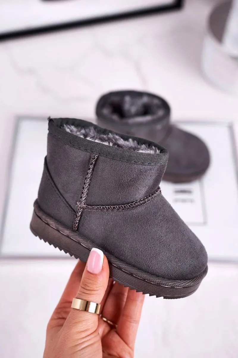 New Dziecięce Ocieplane Botki Śniegowce Szare Gooby Dzieci Dziewczęce|Chłopięce