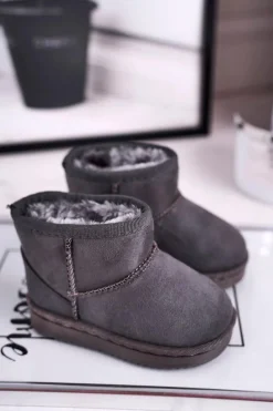 New Dziecięce Ocieplane Botki Śniegowce Szare Gooby Dzieci Dziewczęce|Chłopięce