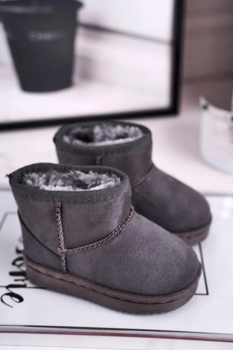 New Dziecięce Ocieplane Botki Śniegowce Szare Gooby Dzieci Dziewczęce|Chłopięce