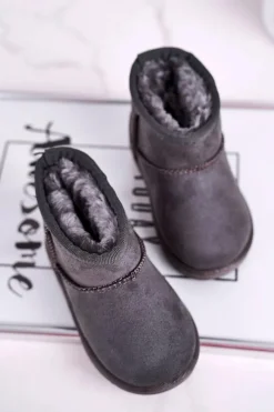 New Dziecięce Ocieplane Botki Śniegowce Szare Gooby Dzieci Dziewczęce|Chłopięce