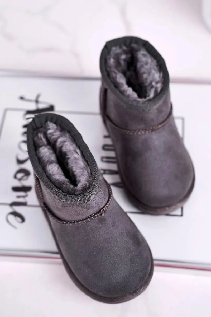 New Dziecięce Ocieplane Botki Śniegowce Szare Gooby Dzieci Dziewczęce|Chłopięce
