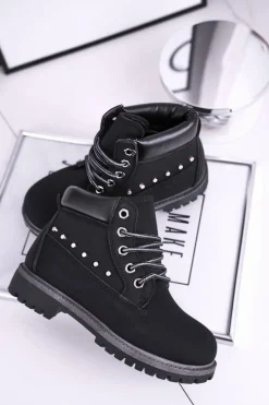 Clearance Boto Dziecięce Ocieplane Botki z Ćwiekami Czarne Gonzo