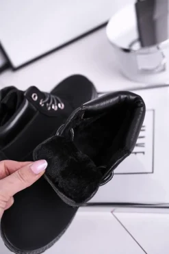 Clearance Boto Dziecięce Ocieplane Botki z Ćwiekami Czarne Gonzo